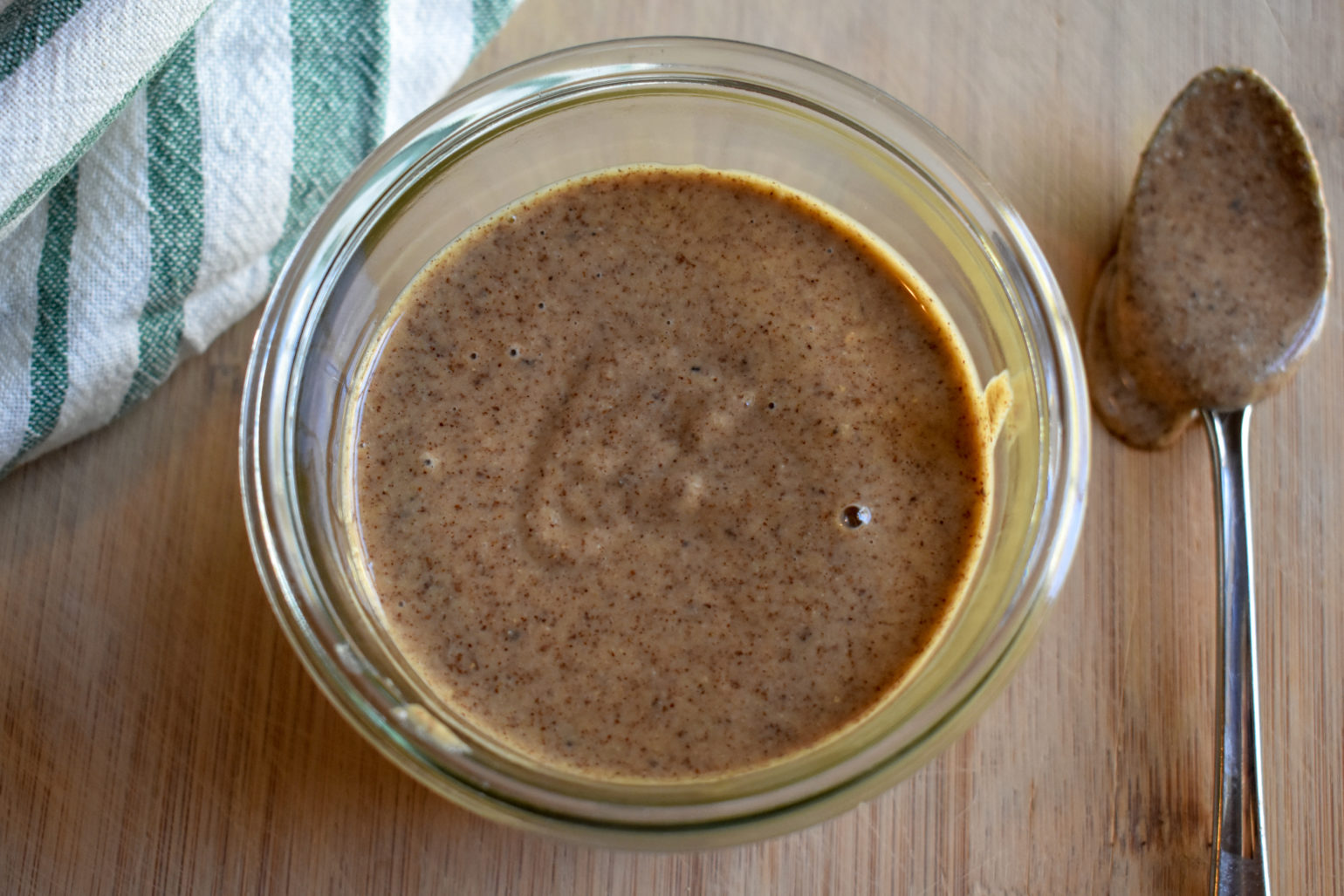 Homemade nut Butter with spoon
