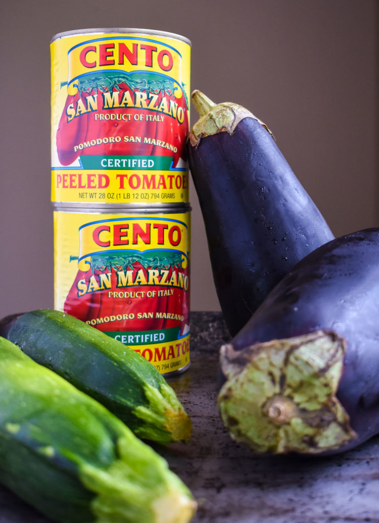 Canned tomatoes, eggplant, and zucchini- 3 summer ingredients and 3 meals.