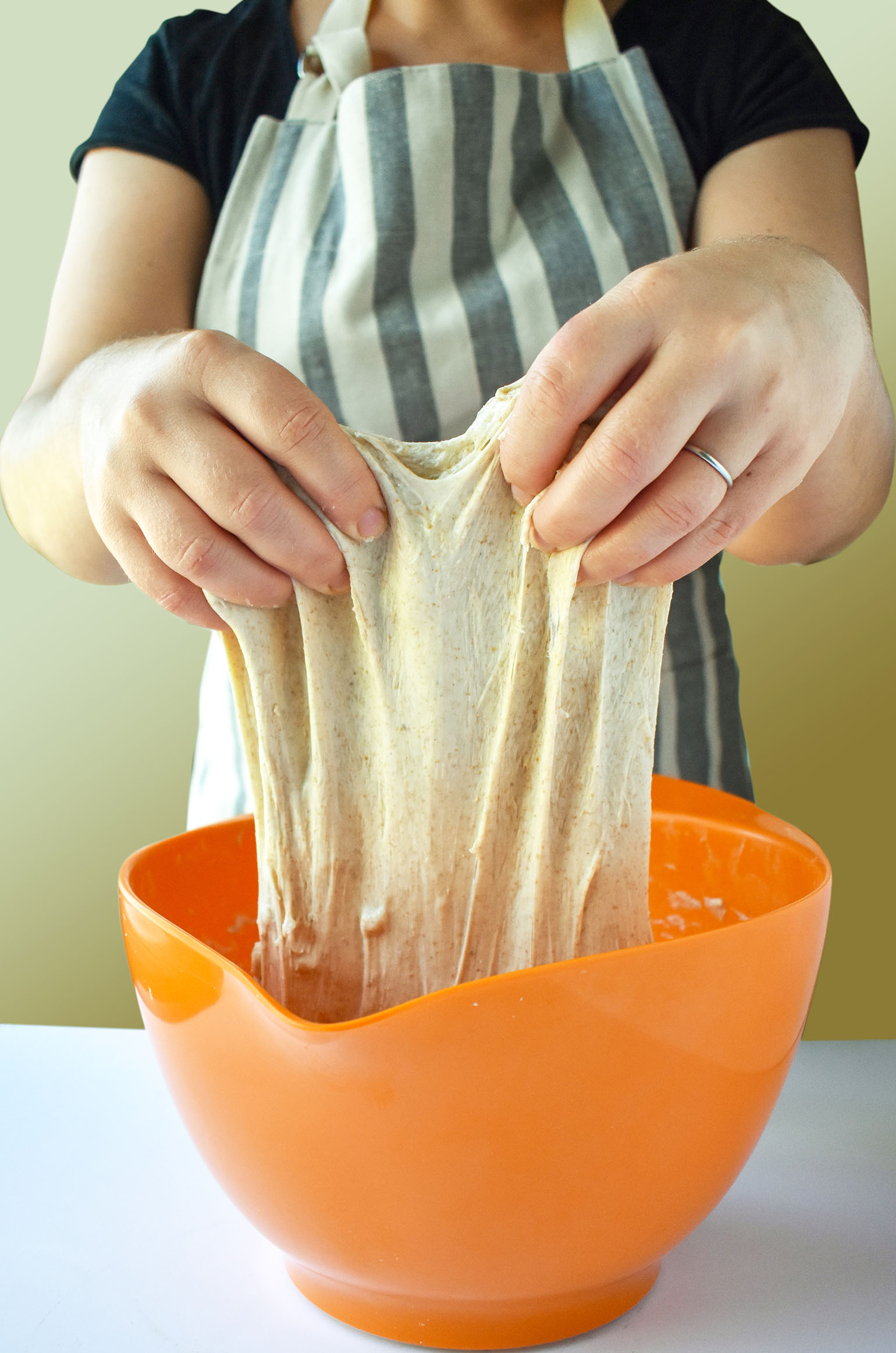 Baking bread- stretch and folds in bowl