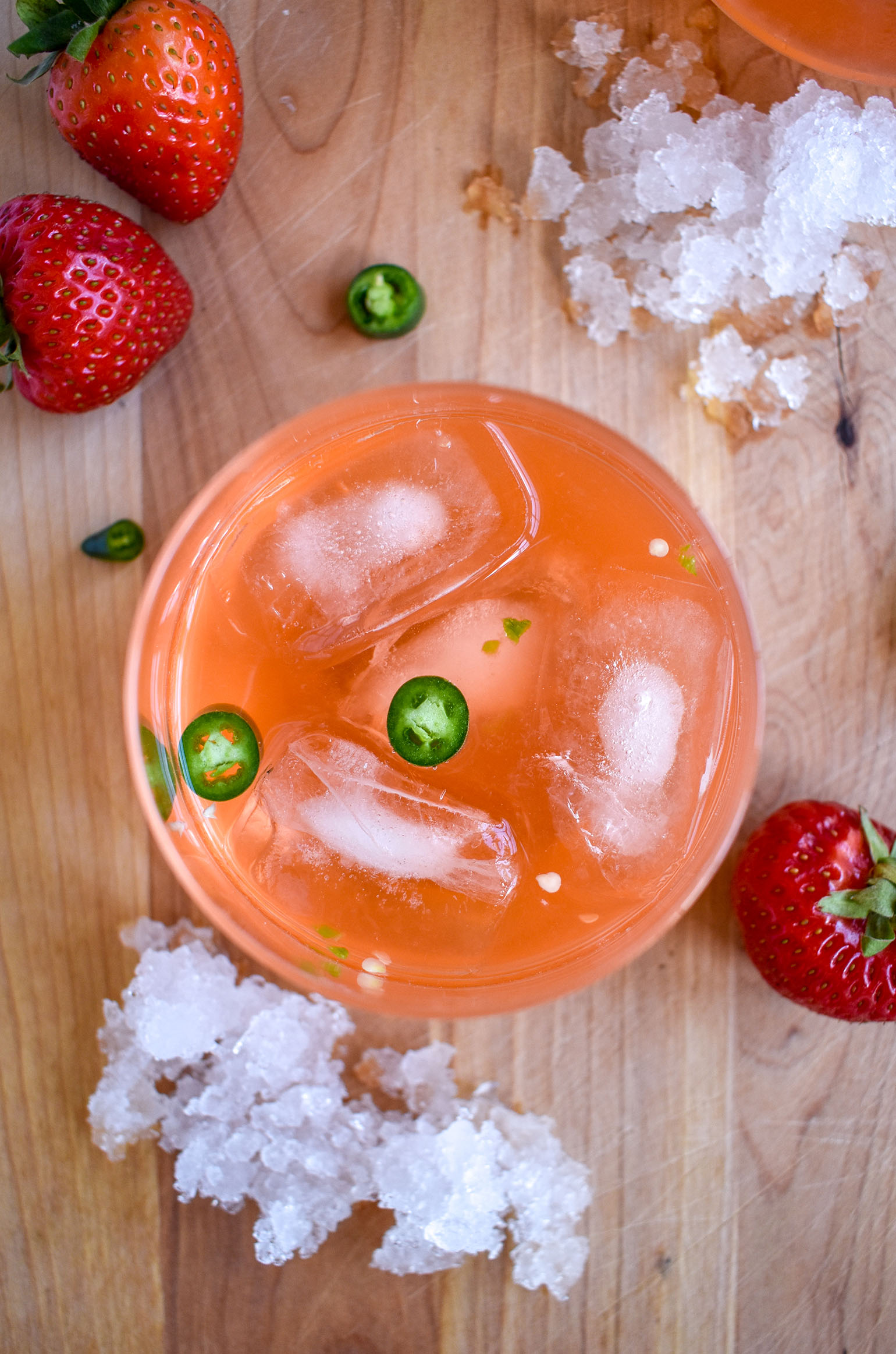 Strawberry lime gin cocktail with fruit