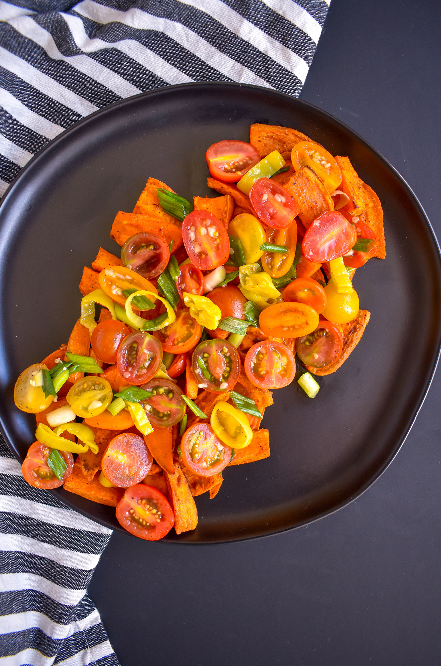 Roasted Sweet Potatoes and Tomatoes