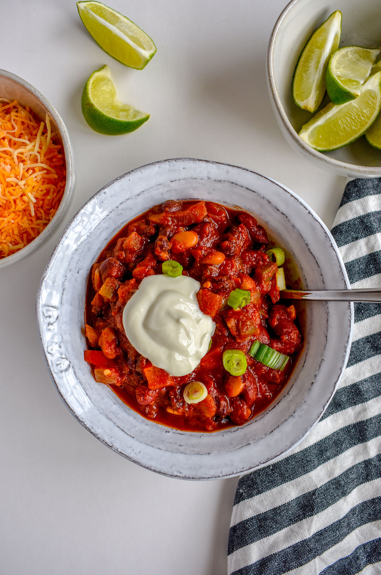 3 Bean Simple Veggie Chili with Sides