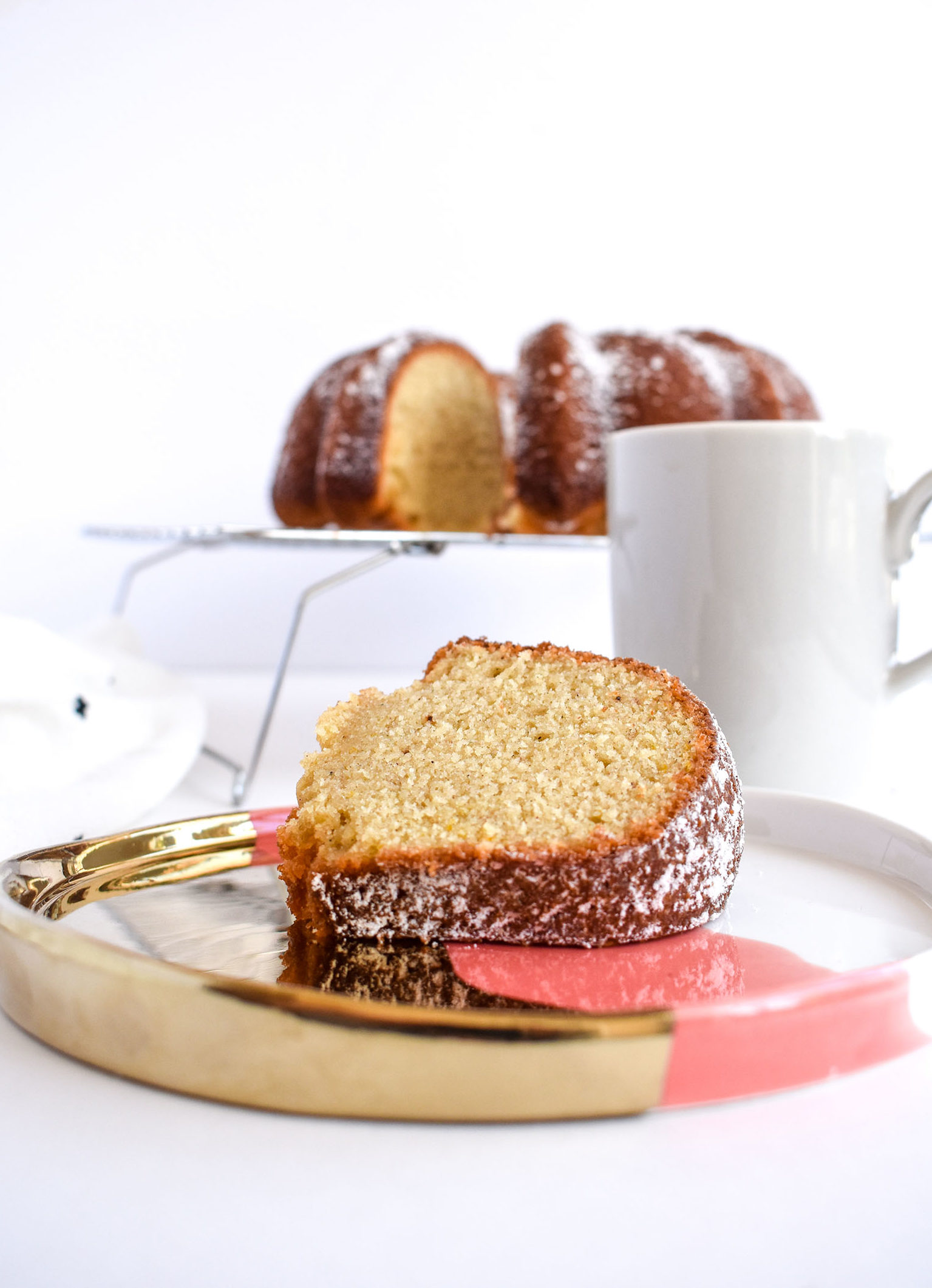 Spiced Chai Bundt Cake Slice on Plate